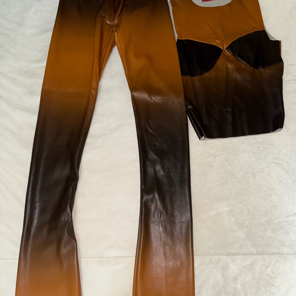 Elegant Ombre Brown and Black Straight Leg Pants